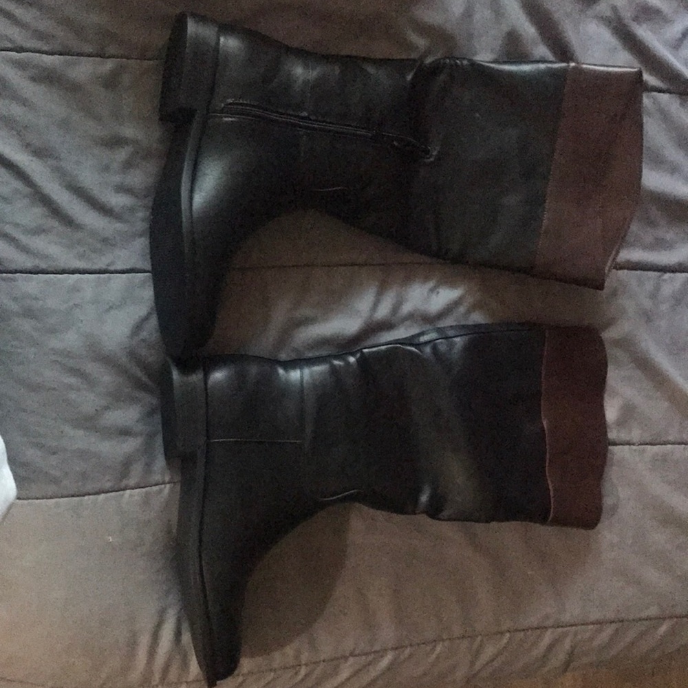 New black and brown boots